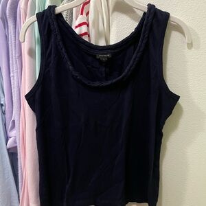 Ann Taylor Navy Braided Scoop Tank